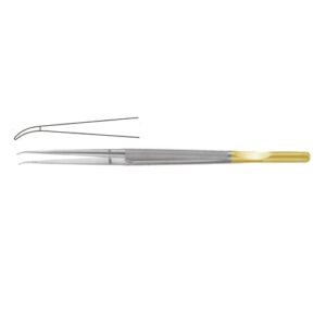 Diam-n-Dust™ Curved Micro Ring Forcep with Long Platform - 21 cm, 1.0 mm Ø